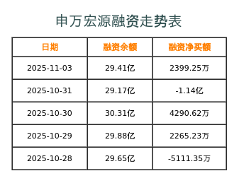 申万宏源融资表