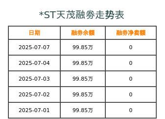天茂集团融券表