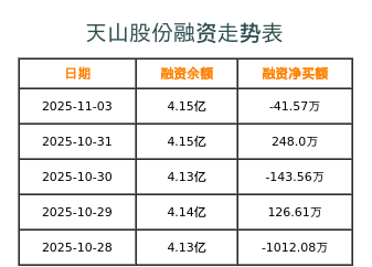 天山股份融资表