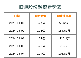顺灏股份融资表