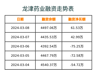 龙津药业融资表