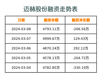 迈赫股份融资表