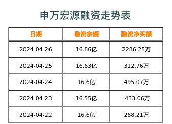 申万宏源融资表
