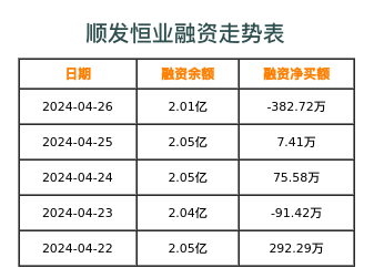 顺发恒业融资表