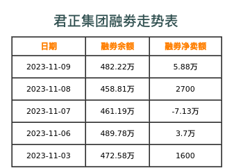君正集团融券表