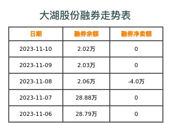 大湖股份融券表