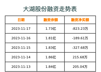大湖股份融资表