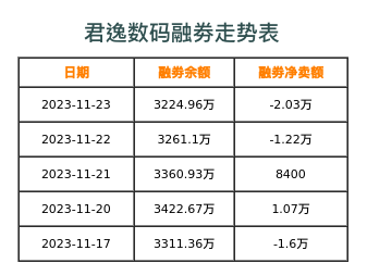 君逸数码融券表