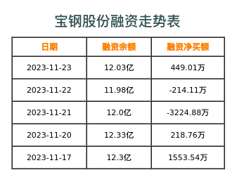 宝钢股份融资表