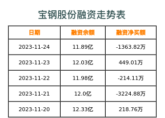 宝钢股份融资表