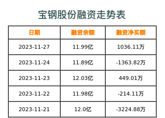 宝钢股份融资表