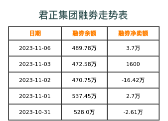 君正集团融券表