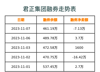 君正集团融券表