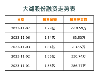 大湖股份融资表