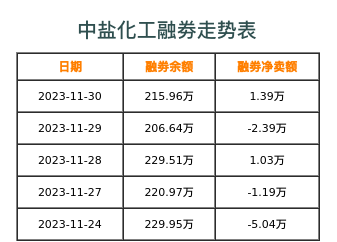 中盐化工融券表
