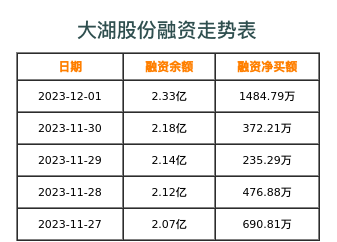 大湖股份融资表
