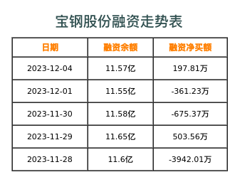 宝钢股份融资表