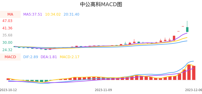 技术面-筹码分布、MACD图：中公高科股票技术面分析报告