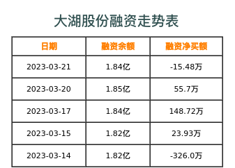 大湖股份融资表