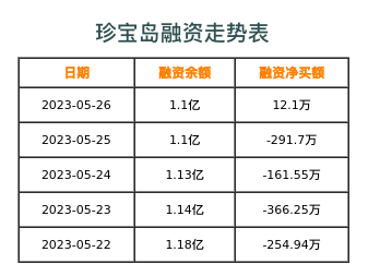 珍宝岛融资表