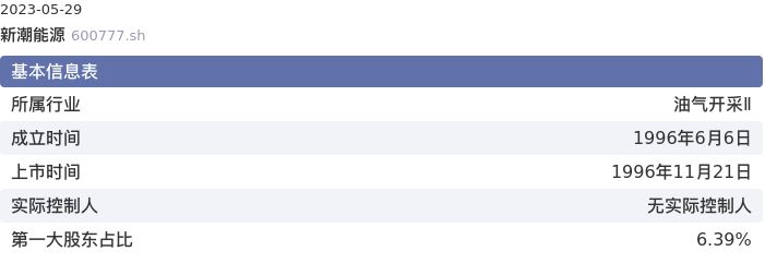 基本面-公司信息:新潮能源股票基本面分析报告