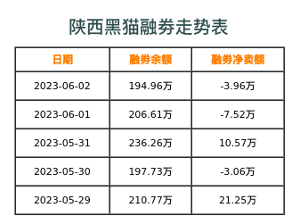 陕西黑猫融券表