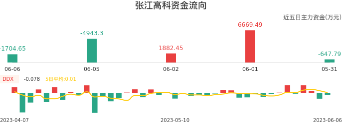 资金面-资金流向图：张江高科股票资金面分析报告
