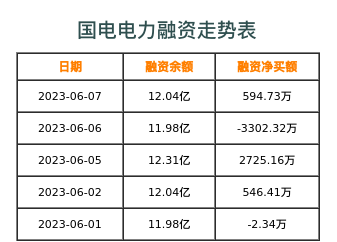 国电电力融资表