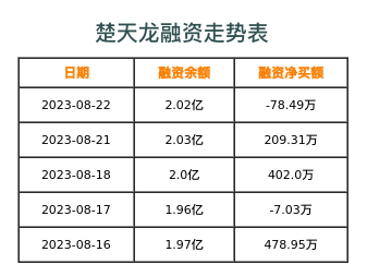 楚天龙融资表