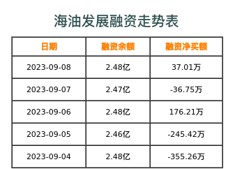海油发展融资表