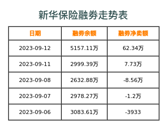 新华保险融券表