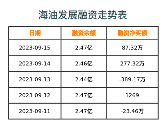 海油发展融资表