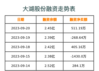 大湖股份融资表