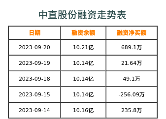 中直股份融资表