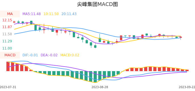 技术面-筹码分布、MACD图：尖峰集团股票技术面分析报告
