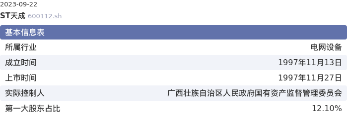 基本面-公司信息：ST天成股票基本面分析报告