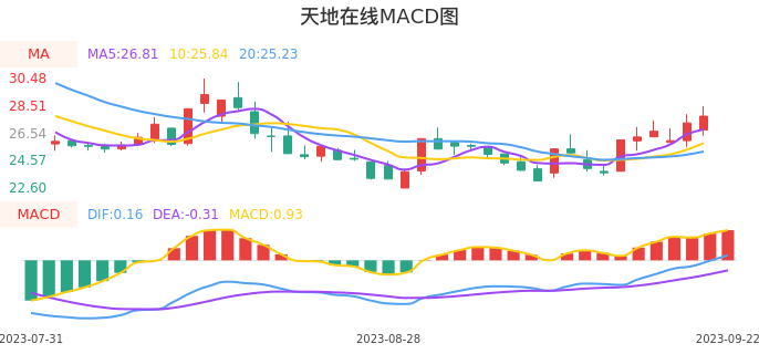 技术面-筹码分布、MACD图：天地在线股票技术面分析报告