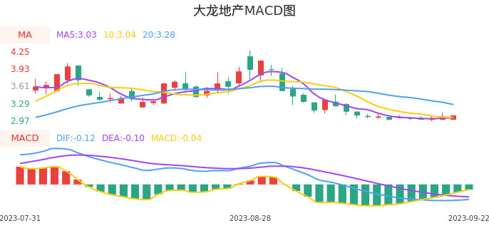 技术面-筹码分布、MACD图：大龙地产股票技术面分析报告