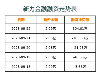 新力金融融资表