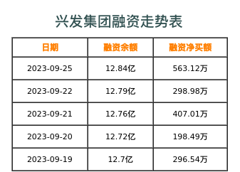 兴发集团融资表