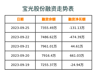宝光股份融资表