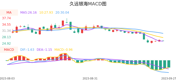 技术面-筹码分布、MACD图：久远银海股票技术面分析报告