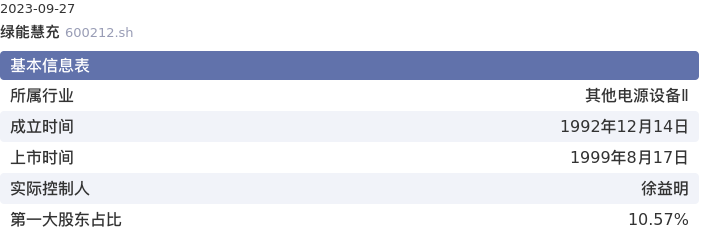 基本面-公司信息：绿能慧充股票基本面分析报告