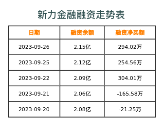 新力金融融资表