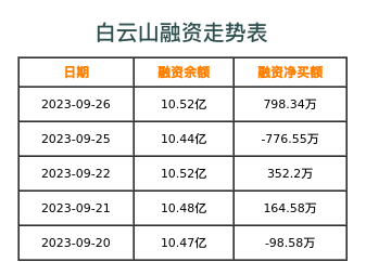 白云山融资表