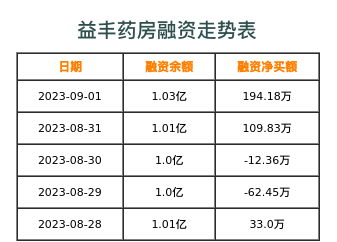 益丰药房融资表