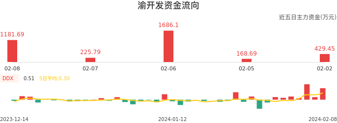 资金面-资金流向图：渝开发股票资金面分析报告