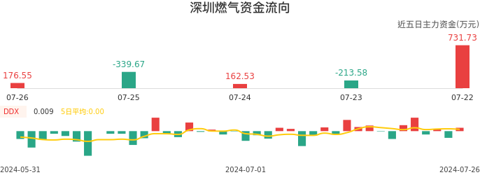 资金面-资金流向图：深圳燃气股票资金面分析报告
