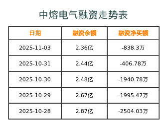 中熔电气融资表