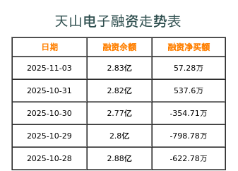天山电子融资表